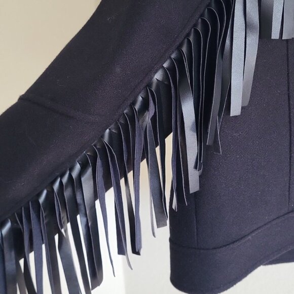 DKNY Black Fringe‎ Moto Jacket SZ S NWT - Picture 3 of 8